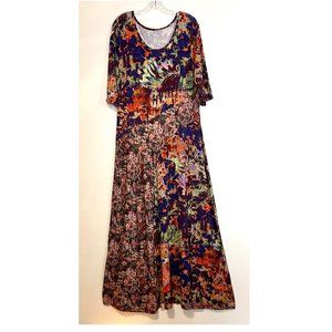 Soft Surroundings Maxi Dress ~ gorgeous & comfy ~ mixed prints ~ xl